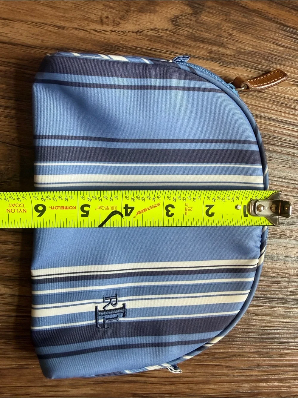 Ralph Lauren Small Blue Stripped Zipper Makeup Clutch